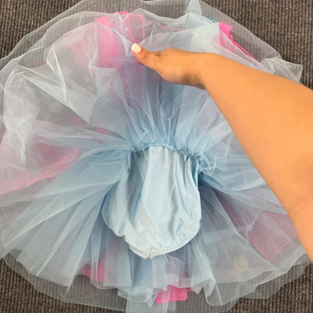 Revolution Dancewear Kids MC Aqua Sequin Polka Dot Tutu Dance Costume RC18622 34